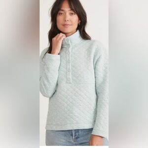 Marine Layer Corbet Quilted Pullover in Light Mint Green